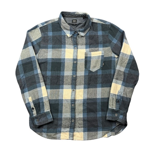Prana Tops - Prana Flannel Shirt Women Large Blue Plaid Golden Canyon Button Front Outdoors